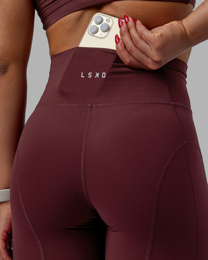 Woman wearing Bend Mid Short Tight - Dark Cherry
