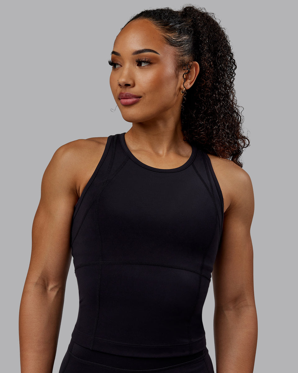 Woman wearing Bend Performance Tank - Black