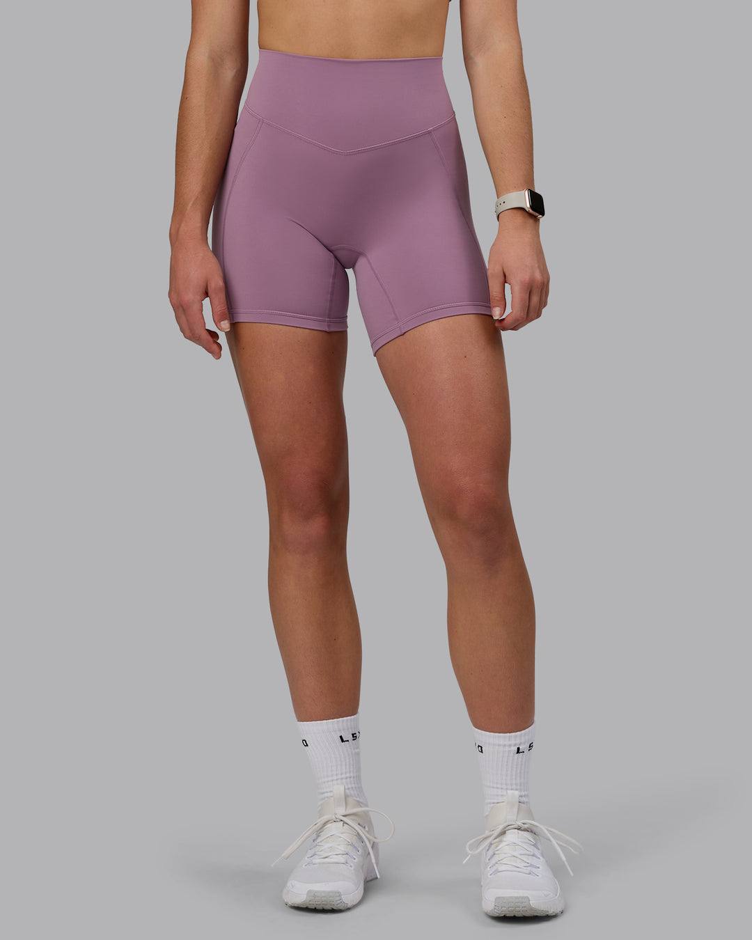 Woman wearing Blaze Mid-Length Shorts - Grape