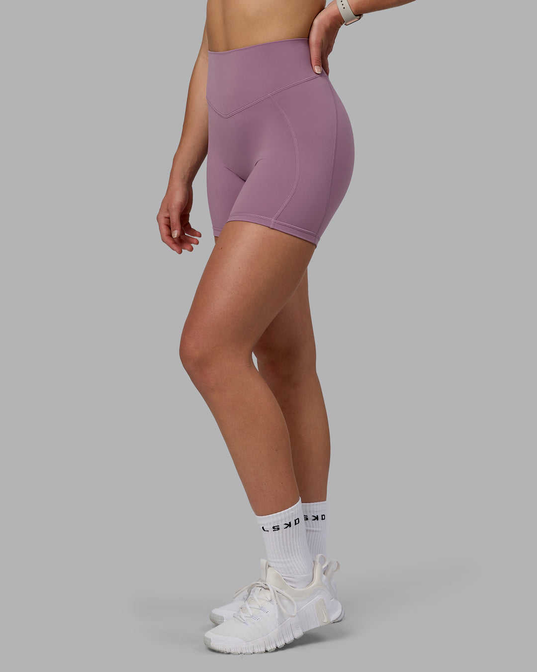 Woman wearing Blaze Mid-Length Shorts - Grape