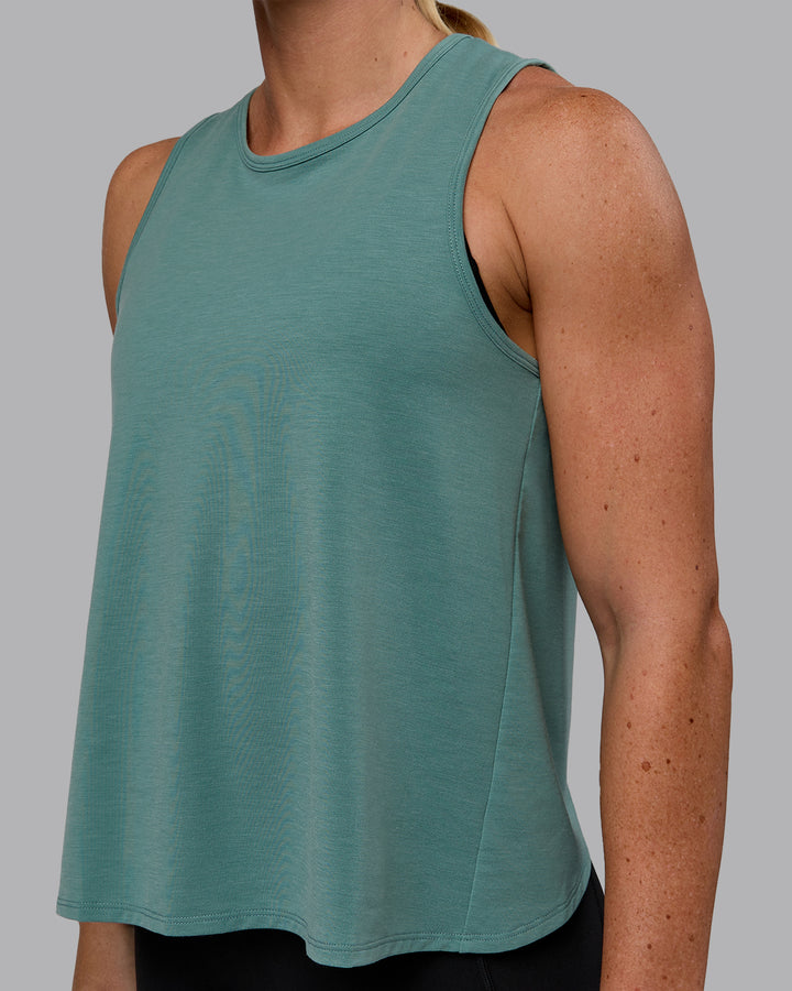 Woman wearing Breeze Training Tank - Sagebrush
