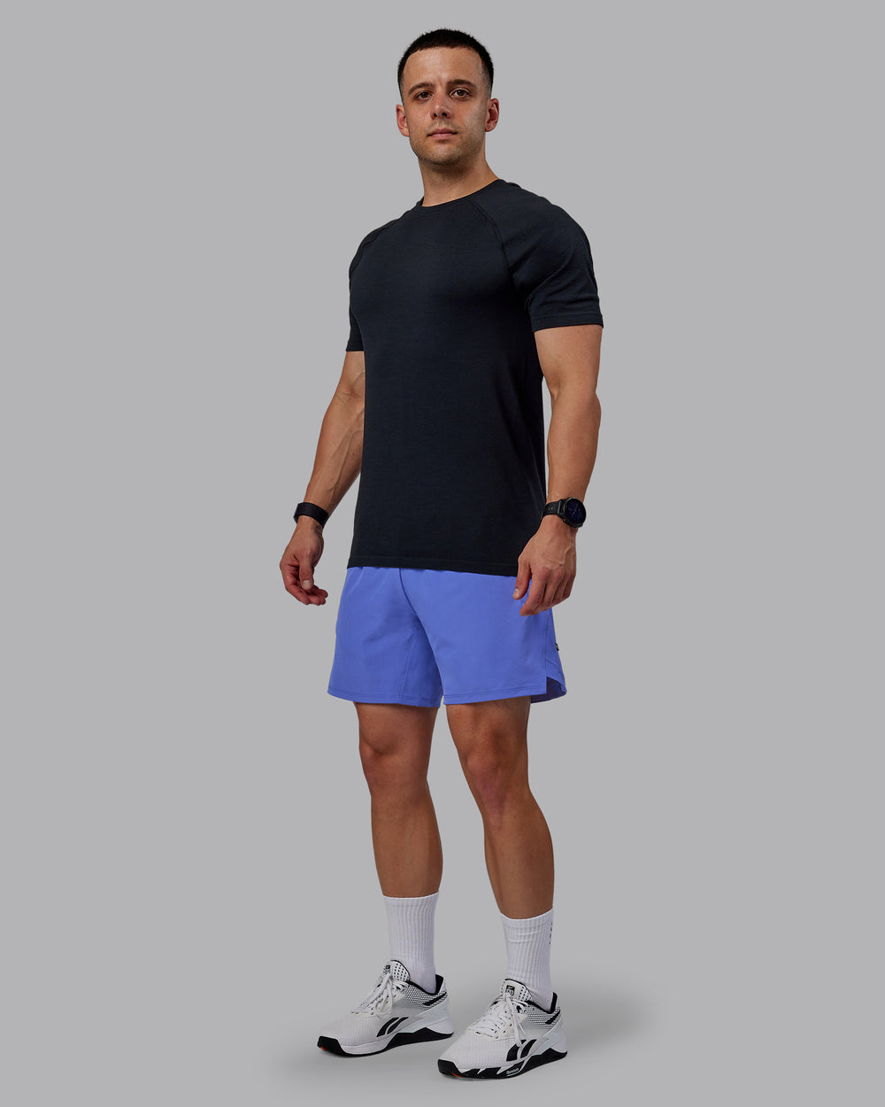 Man wearing Challenger 6" Performance Shorts - Baja Blue