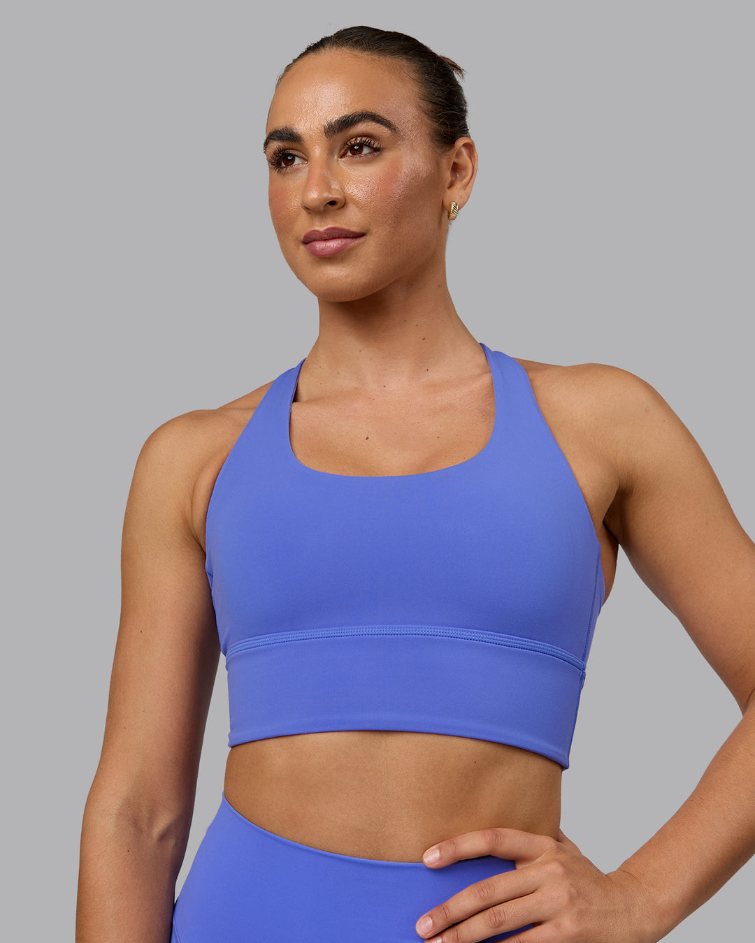 Woman wearing Circuit Sports Bra - Baja Blue