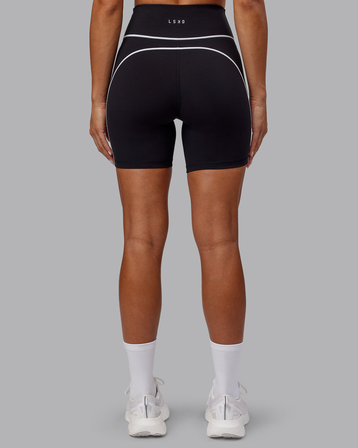 Woman wearing Contrast Mid Short Tights - Black-White
