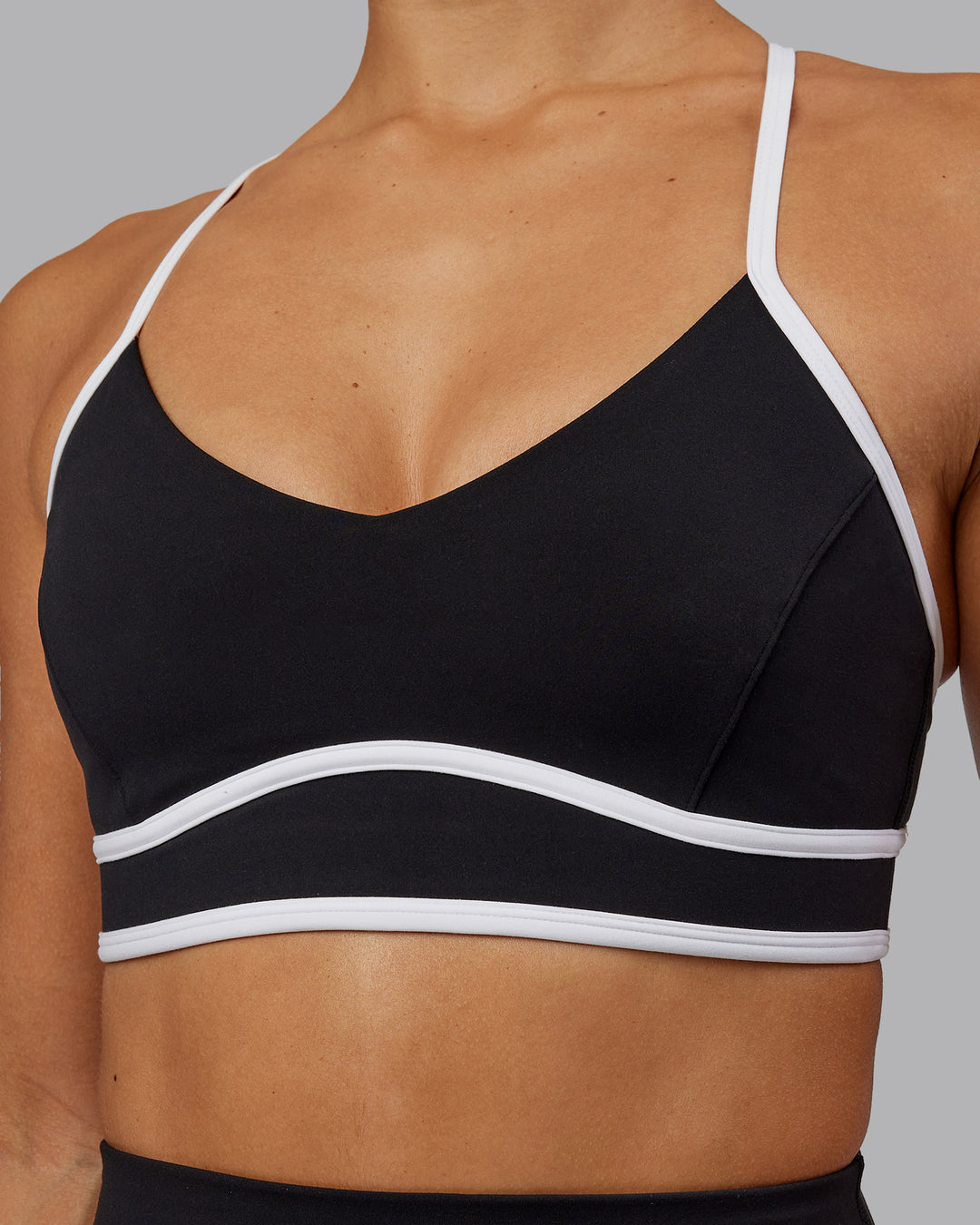 Woman wearing Contrast Sports Bra - Black-White