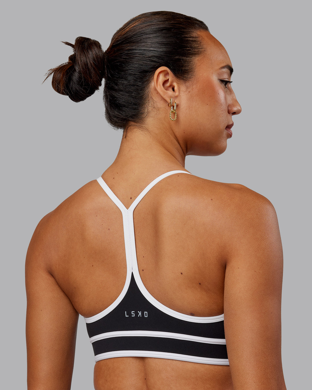 Woman wearing Contrast Sports Bra - Black-White