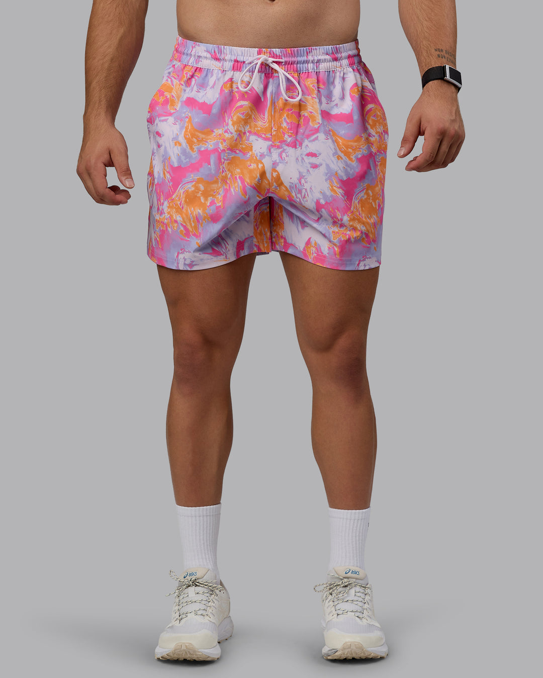 Man wearing Daily 5&quot; Swim Shorts - React Pink-Orange