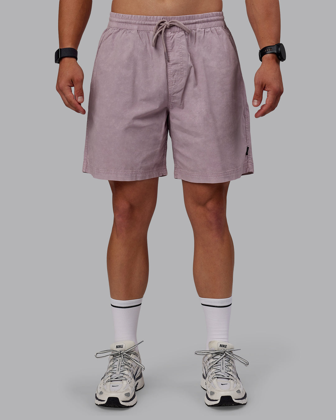 Man wearing Washed Daily 7&quot; Shorts - Greyish Purple