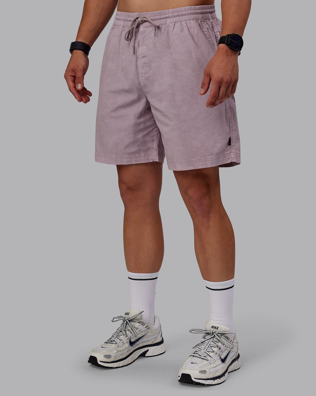 Man wearing Washed Daily 7&quot; Shorts - Greyish Purple