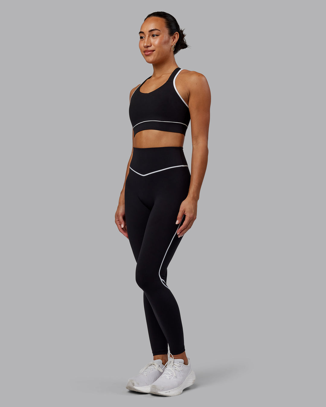 Woman wearing Distinction Sports Bra - Black-White