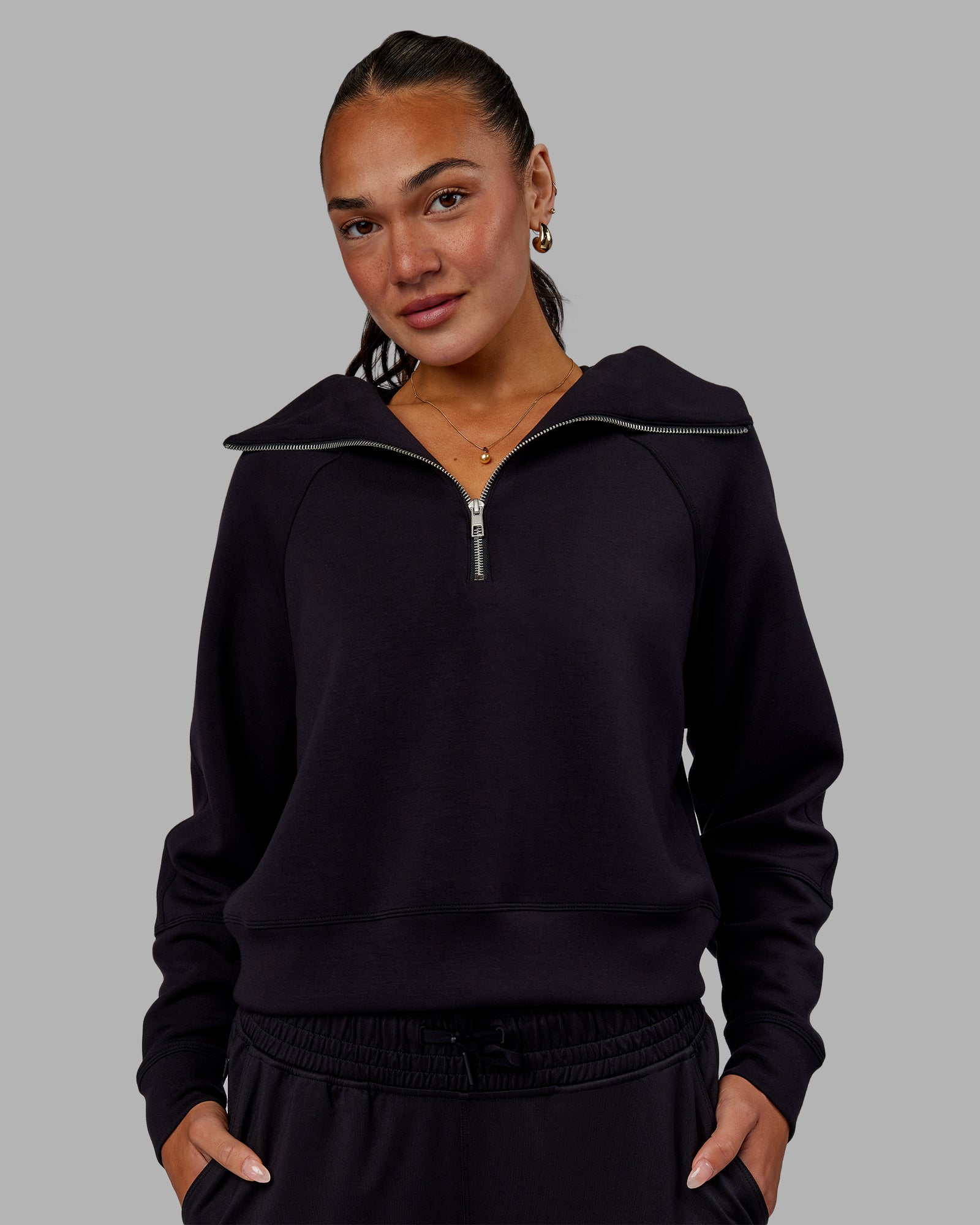 Black zipper sweater womens online