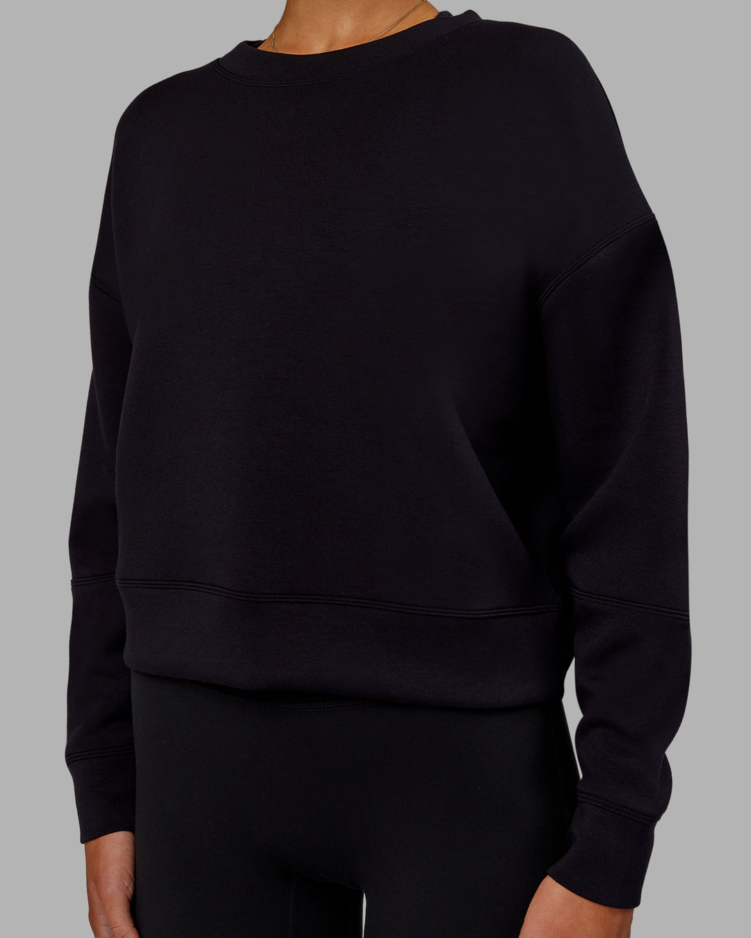 Woman wearing Elevate SoftTouch Crew Neck Sweater - Black-Blac