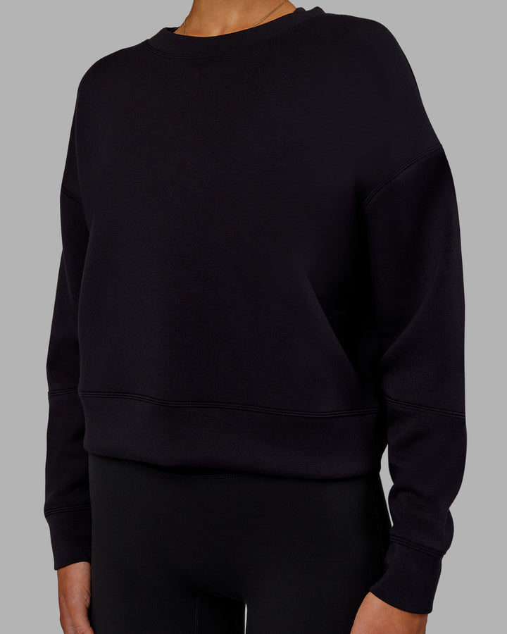 Woman wearing Elevate SoftTouch Crew Neck Sweater - Black-Blac
