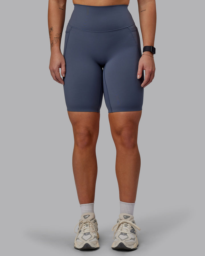 Woman wearing Elixir Bike Shorts With Pockets - Turbulence
