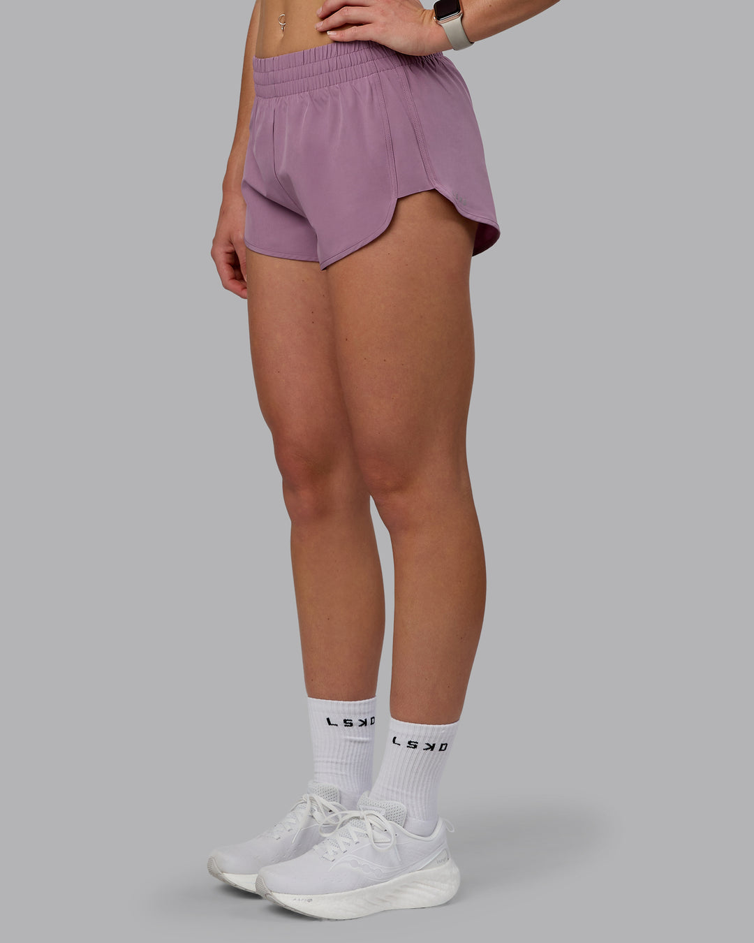 Woman wearing Energy 1.8&quot; Training Shorts - Grape