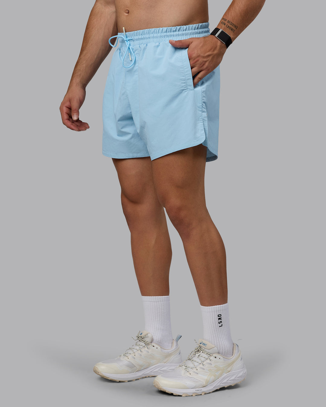 Man wearing Enjoy The Journey 5&quot; Shorts - Glacial Blue