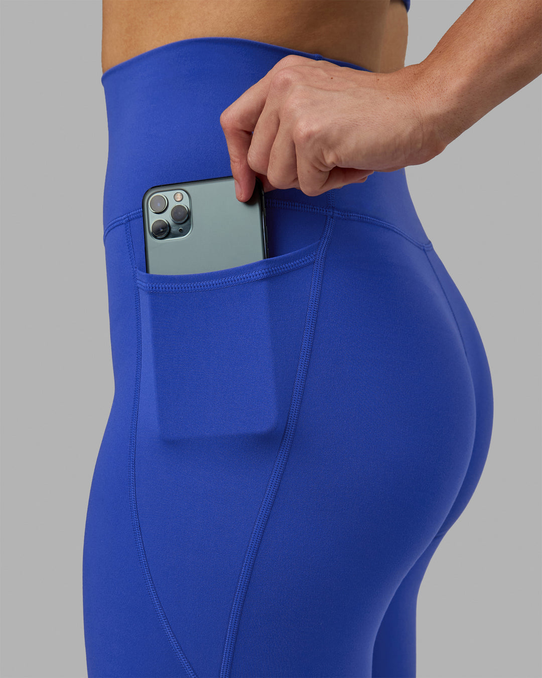 Woman wearing Fusion 3/4 Length Tights - Power Cobalt