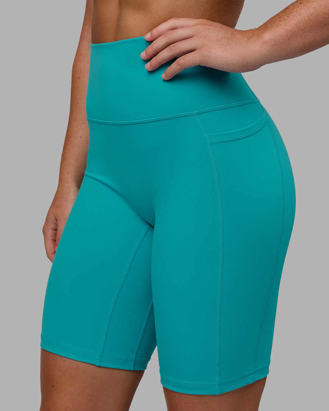 Woman wearing Fusion Bike Shorts - Uplift Blue