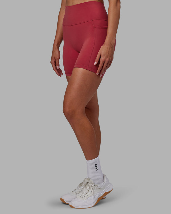 Woman wearing Fusion Mid Short Tights - Claret
