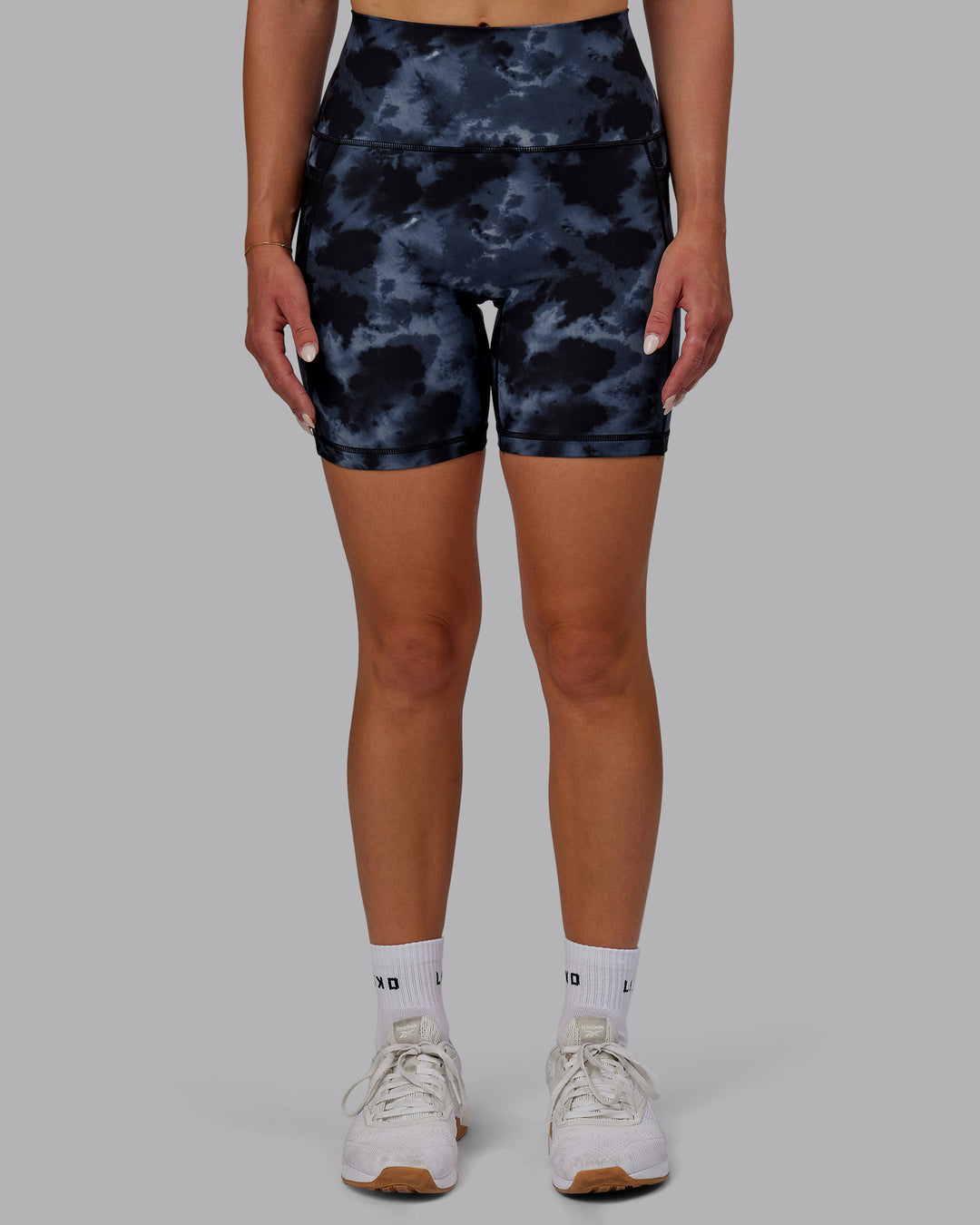 Fusion Mid Short Tights with Pockets - Tie Dye-Midnight