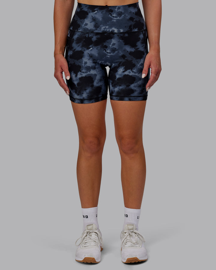 Fusion Mid Short Tights with Pockets - Tie Dye-Midnight
