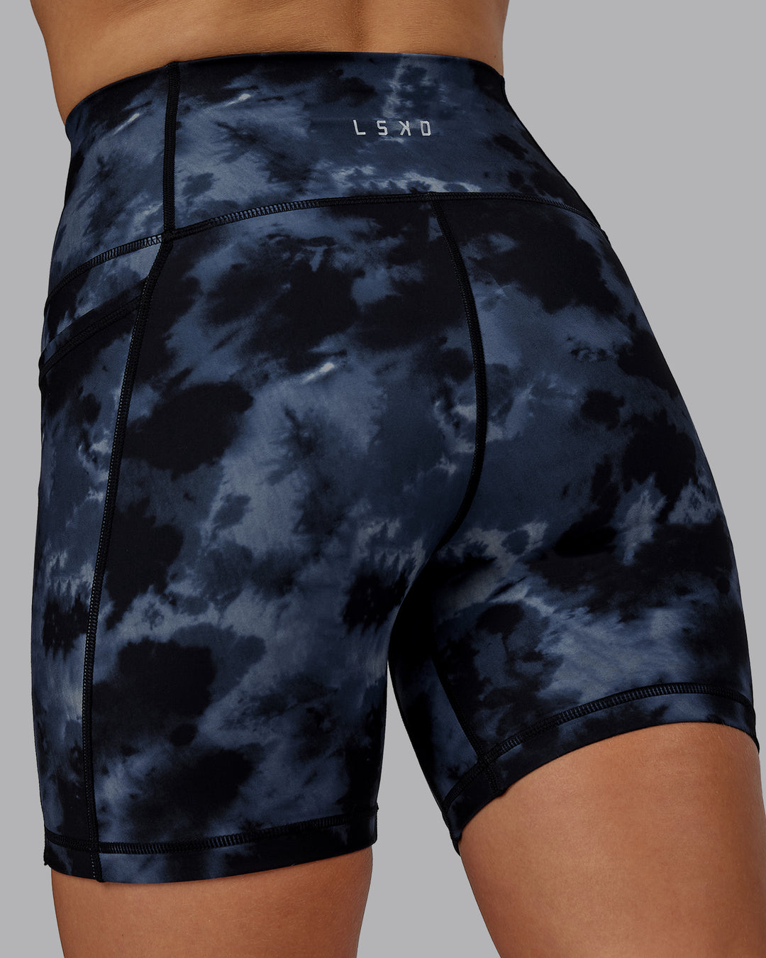 Fusion Mid Short Tights with Pockets - Tie Dye-Midnight