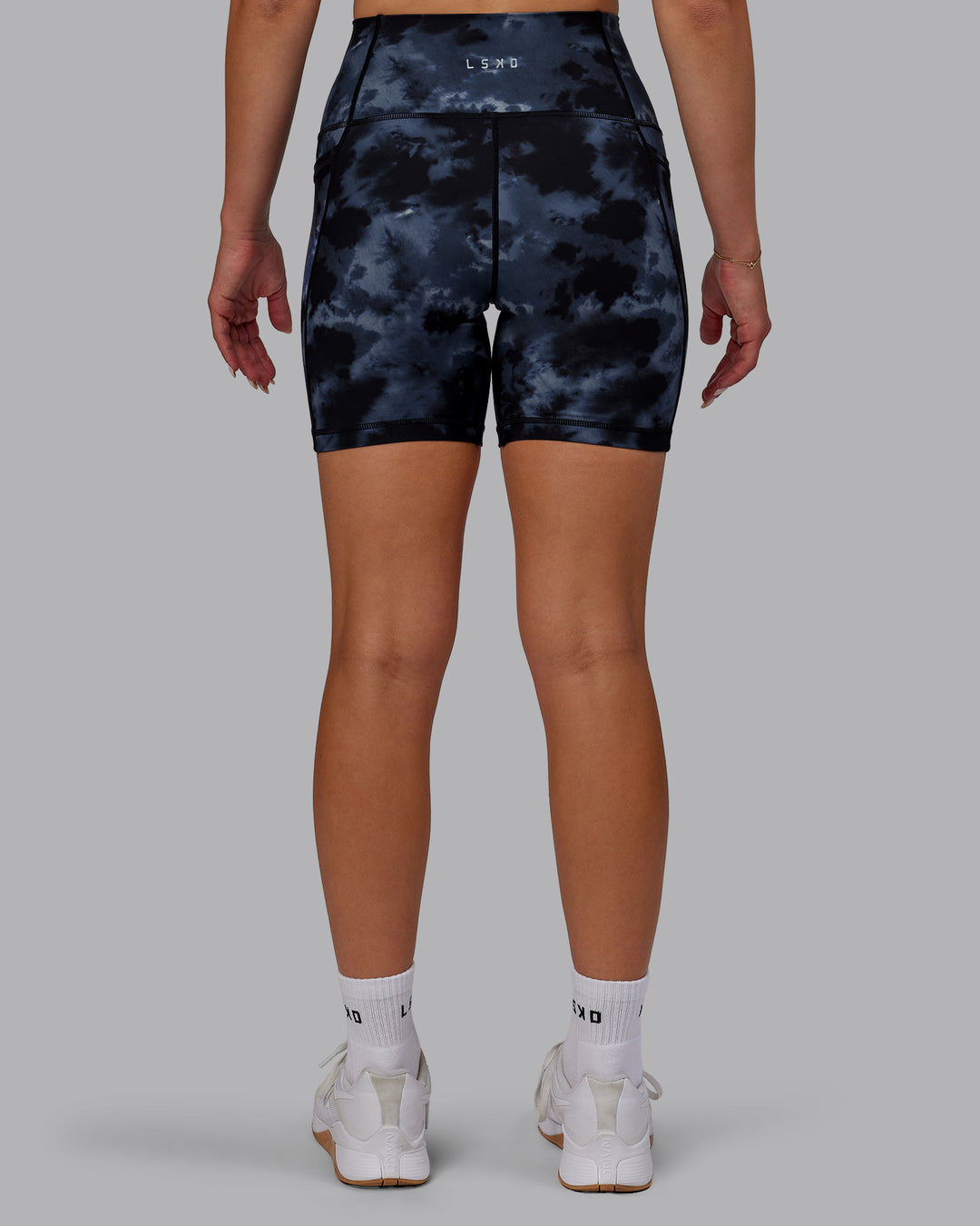 Fusion Mid Short Tights with Pockets - Tie Dye-Midnight