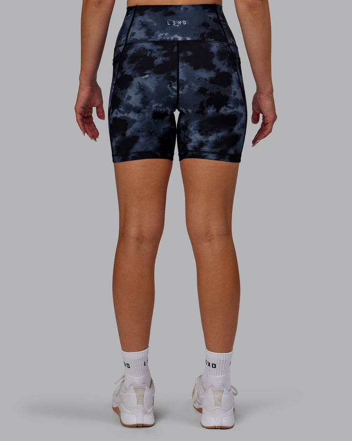 Fusion Mid Short Tights with Pockets - Tie Dye-Midnight
