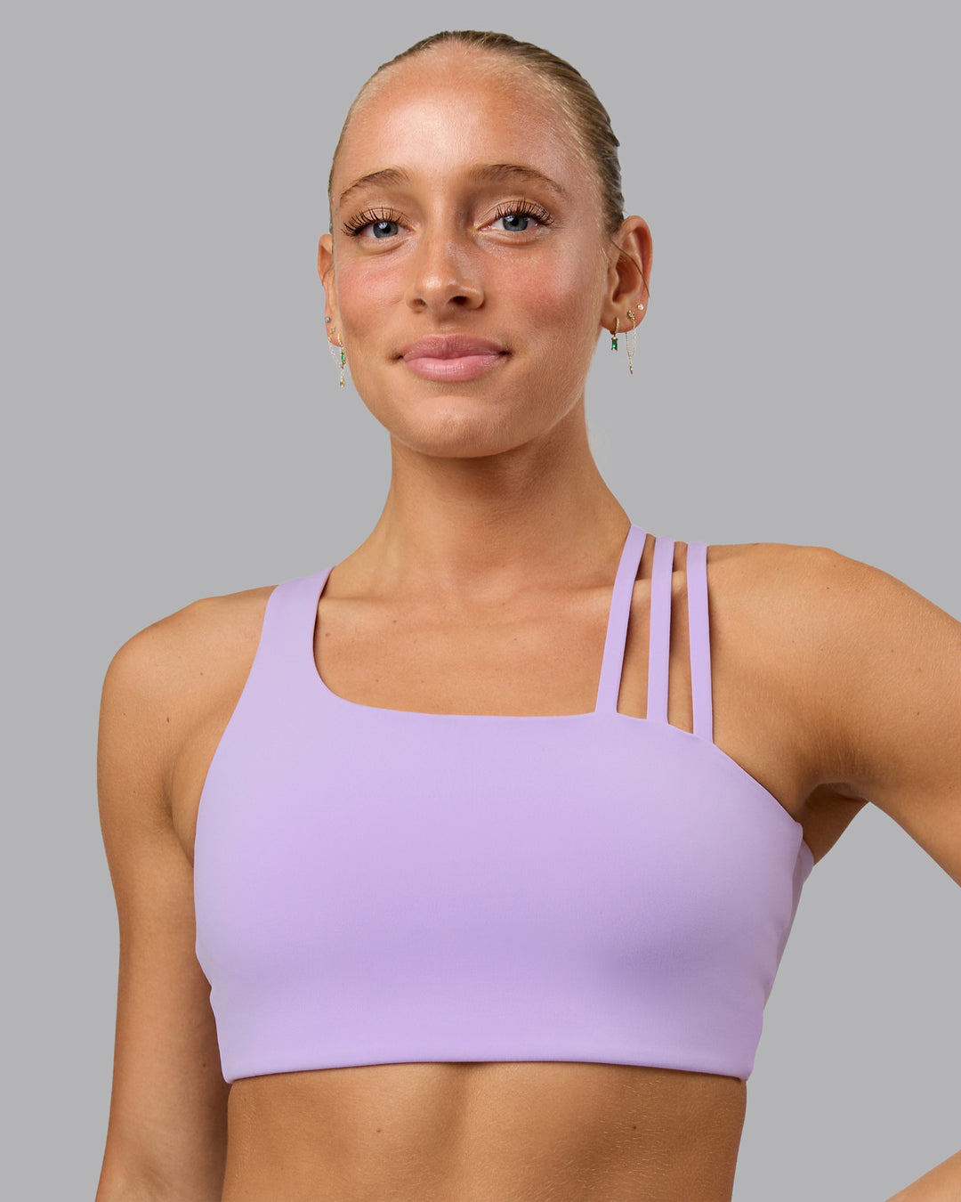 Woman wearing Galvanise Sports Bra - Pale Lilac