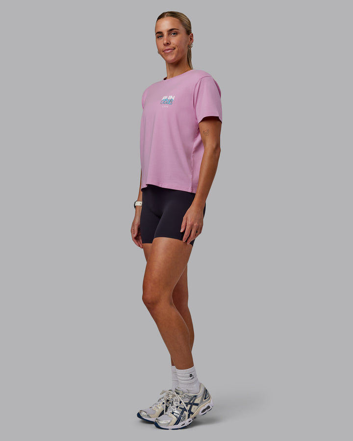 Woman wearing Gone Running FLXCotton Tee - Bubblegum-Skyride
