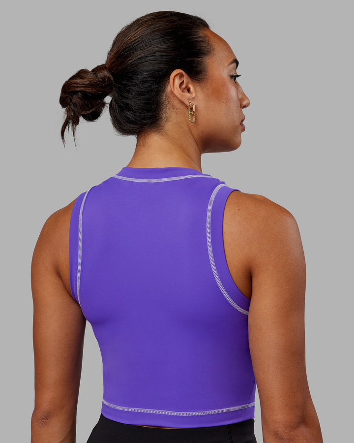 Woman wearing Imprint Tank - Royal Purple-White
