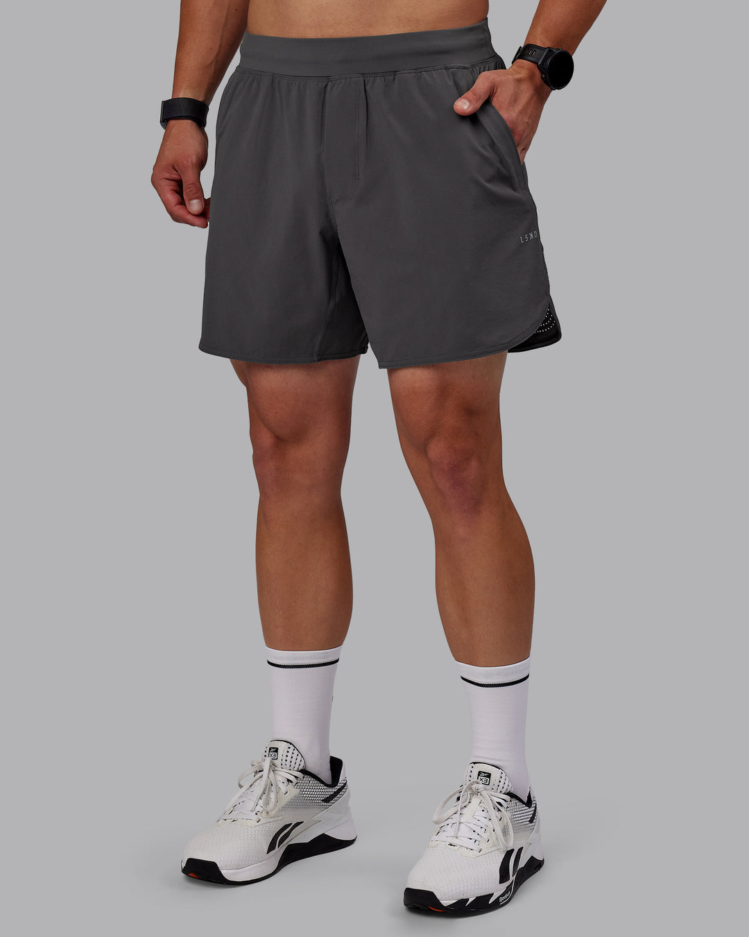 Man wearing Lift 6&quot; Performance Shorts - Dark Storm