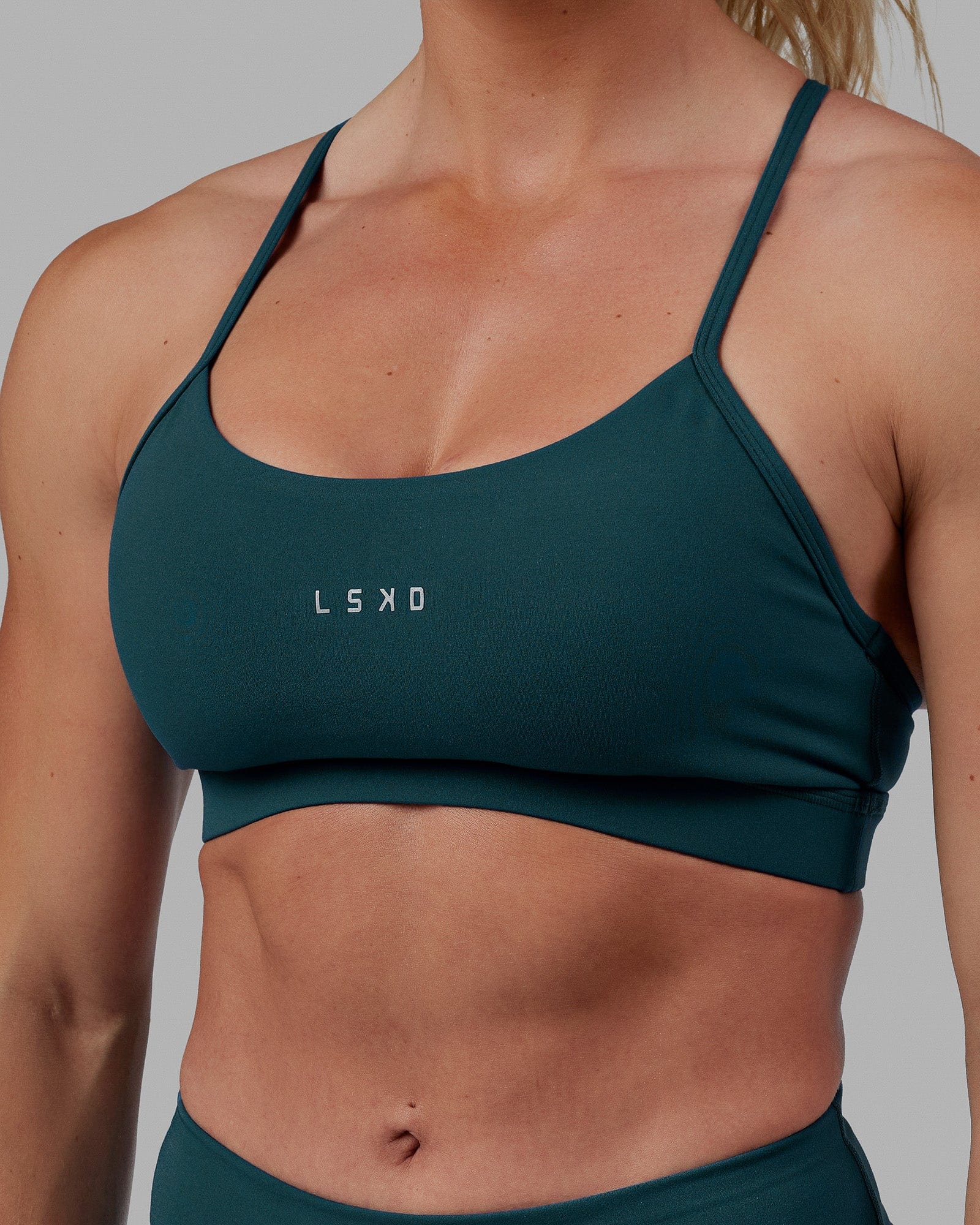 Teal sports sale bra