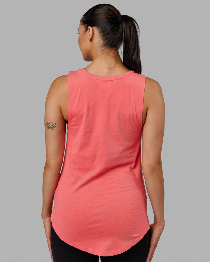 Woman wearing Luna Tank - Coral-White
