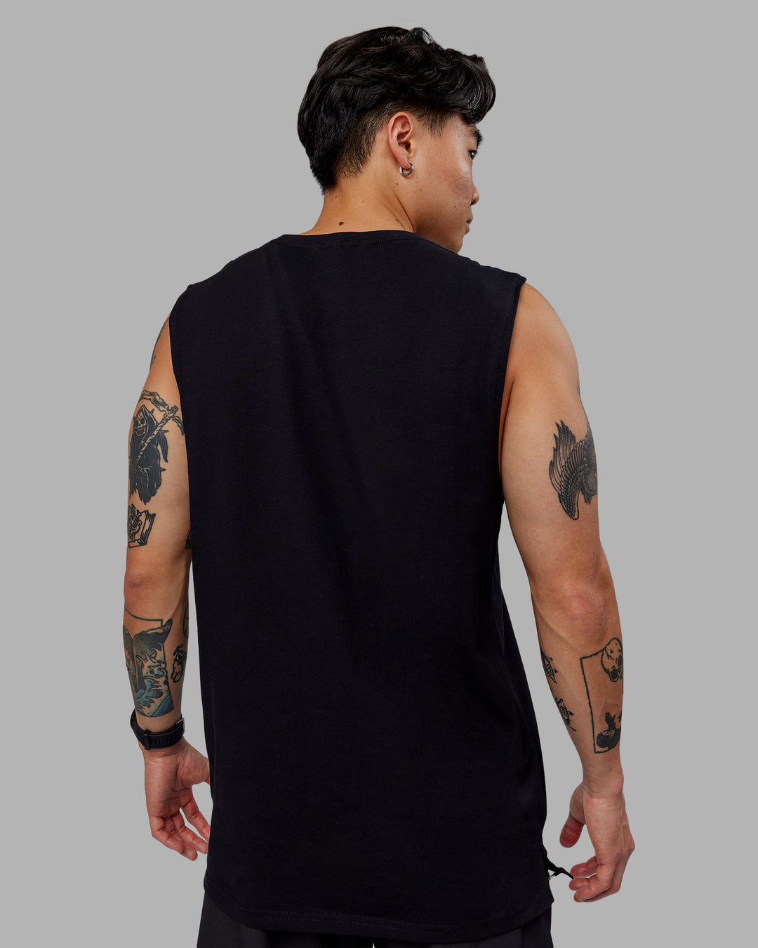 Man wearing 1% Better FLXCotton Training Fit Tank - Black-White