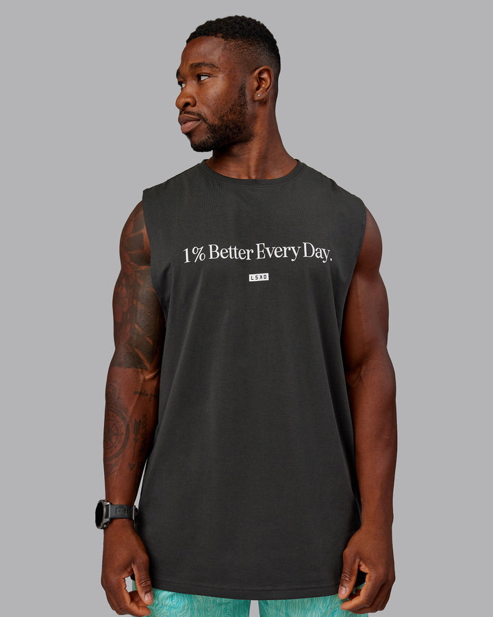 Man wearing 1% Better FLXCotton Training Fit Tank - Pirate Black
