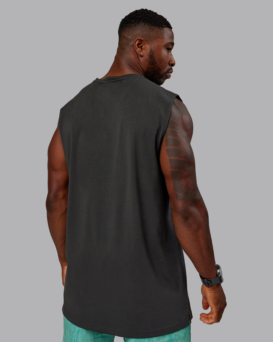 Man wearing 1% Better FLXCotton Training Fit Tank - Pirate Black