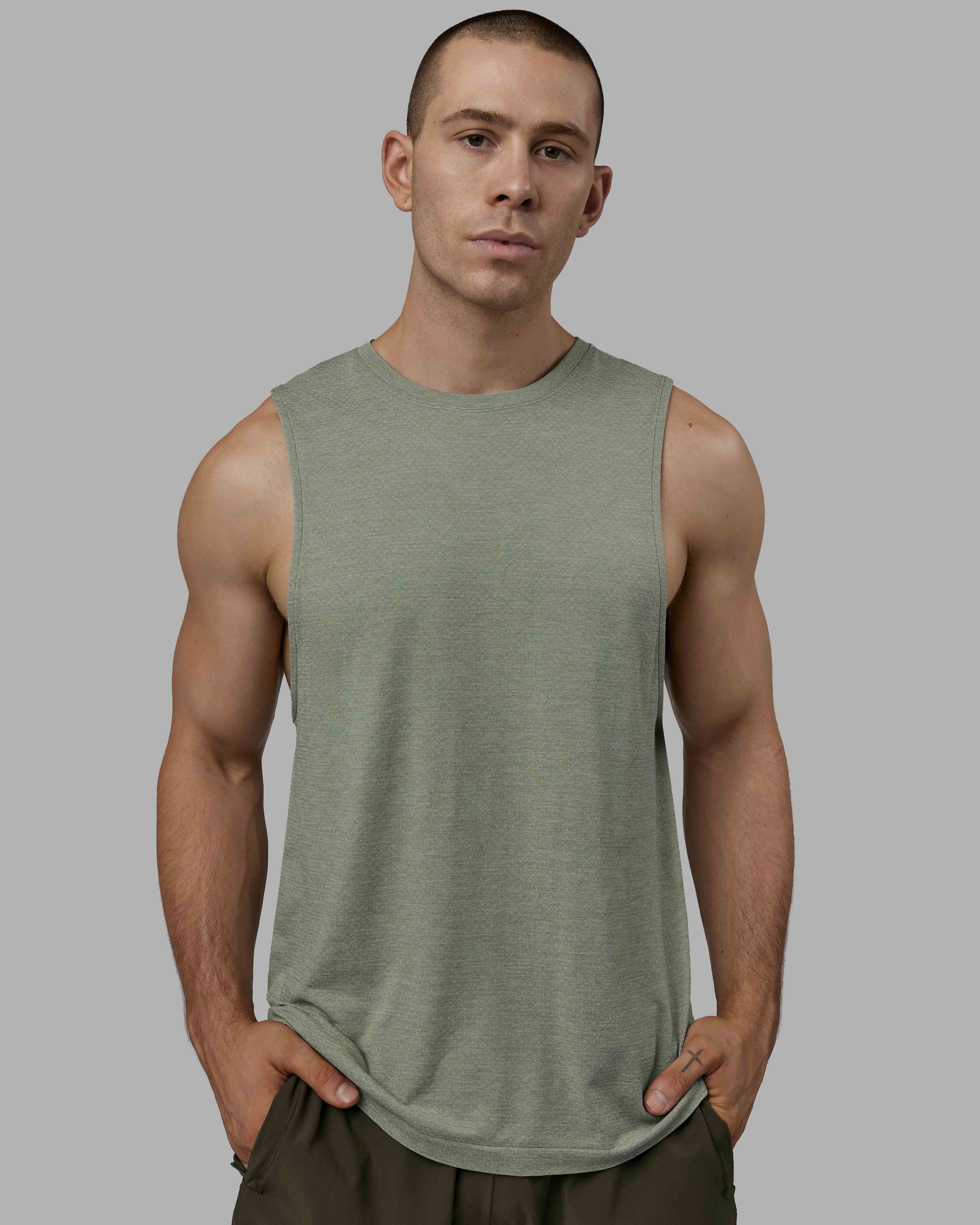 Mens AeroFLX+ Seamless Muscle Tank - Iceberg Green Marl | LSKD