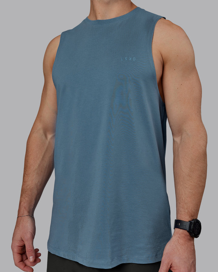 Man wearing Deluxe PimaFLX Tank - Elemental Blue
