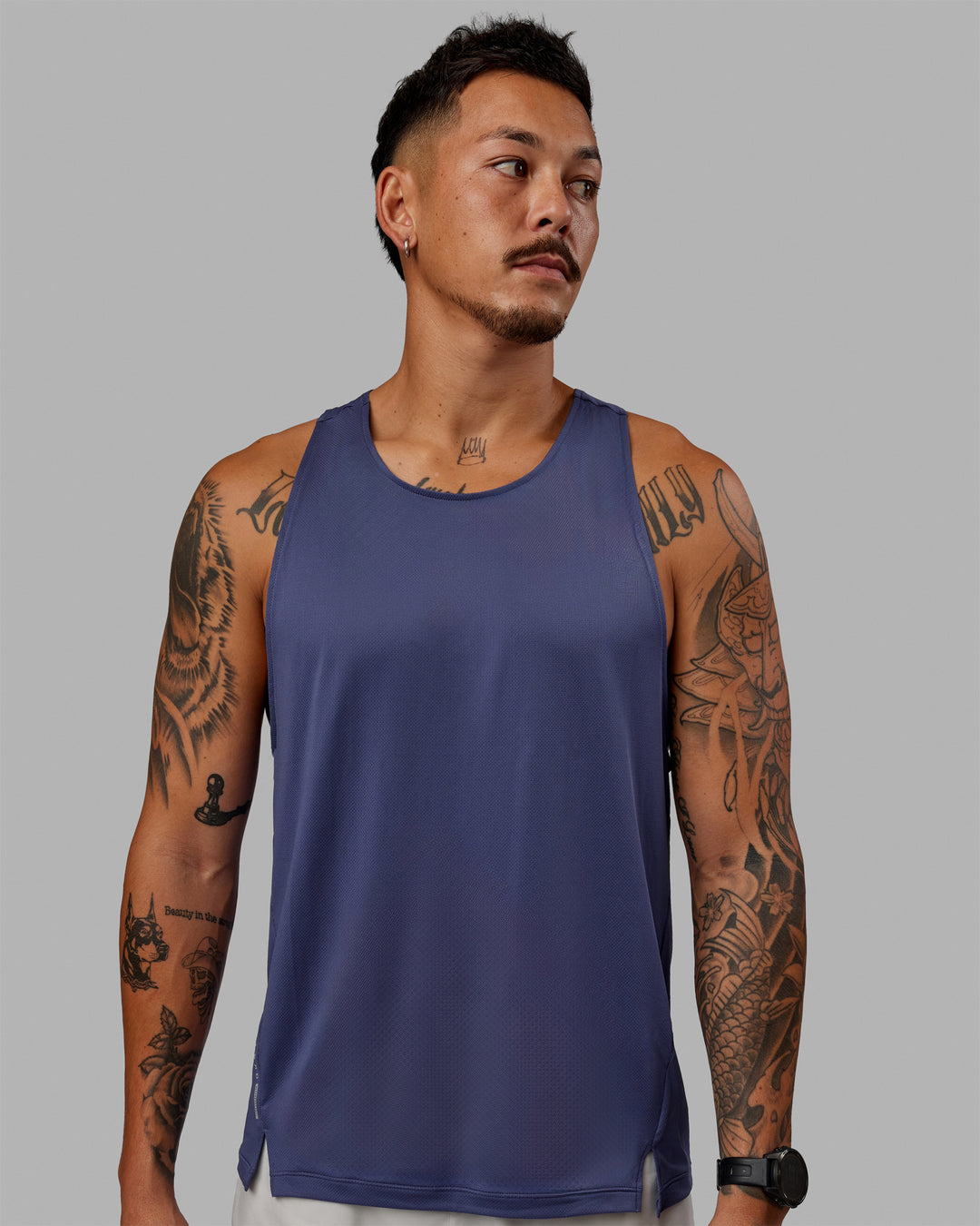 Man Wearing Pace Running Tank - Future Dusk