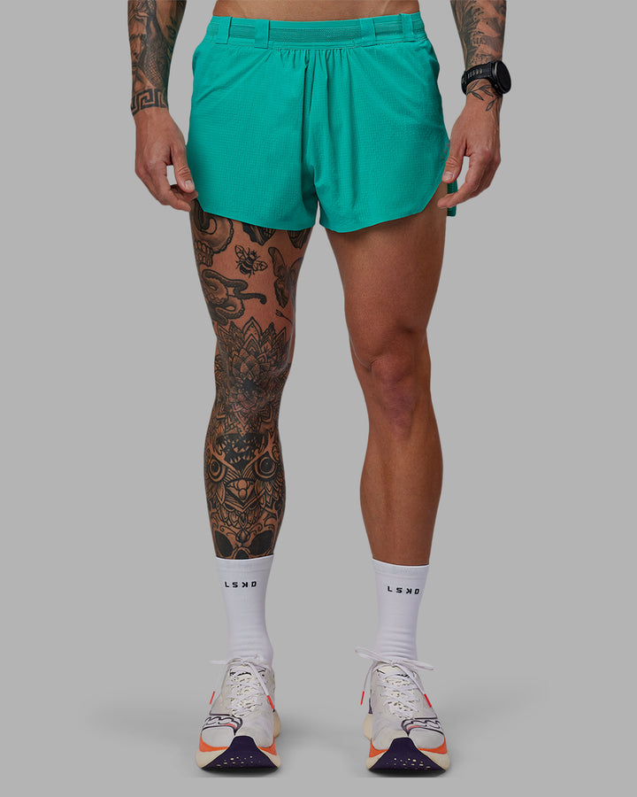 Man wearing Race Day 3&quot; Lined Running Shorts - Atlantis
