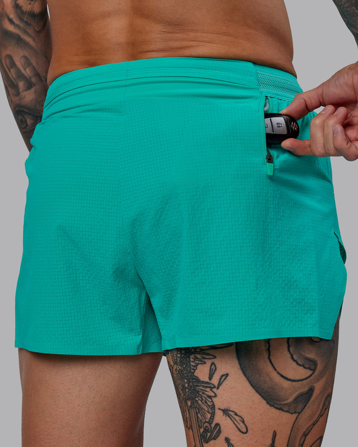 Man wearing Race Day 3&quot; Lined Running Shorts - Atlantis
