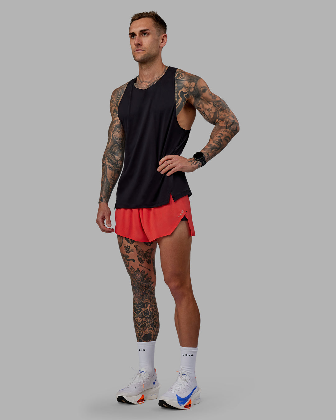 Man wearing Race Day 3&quot; Lined Running Shorts - Cayenne