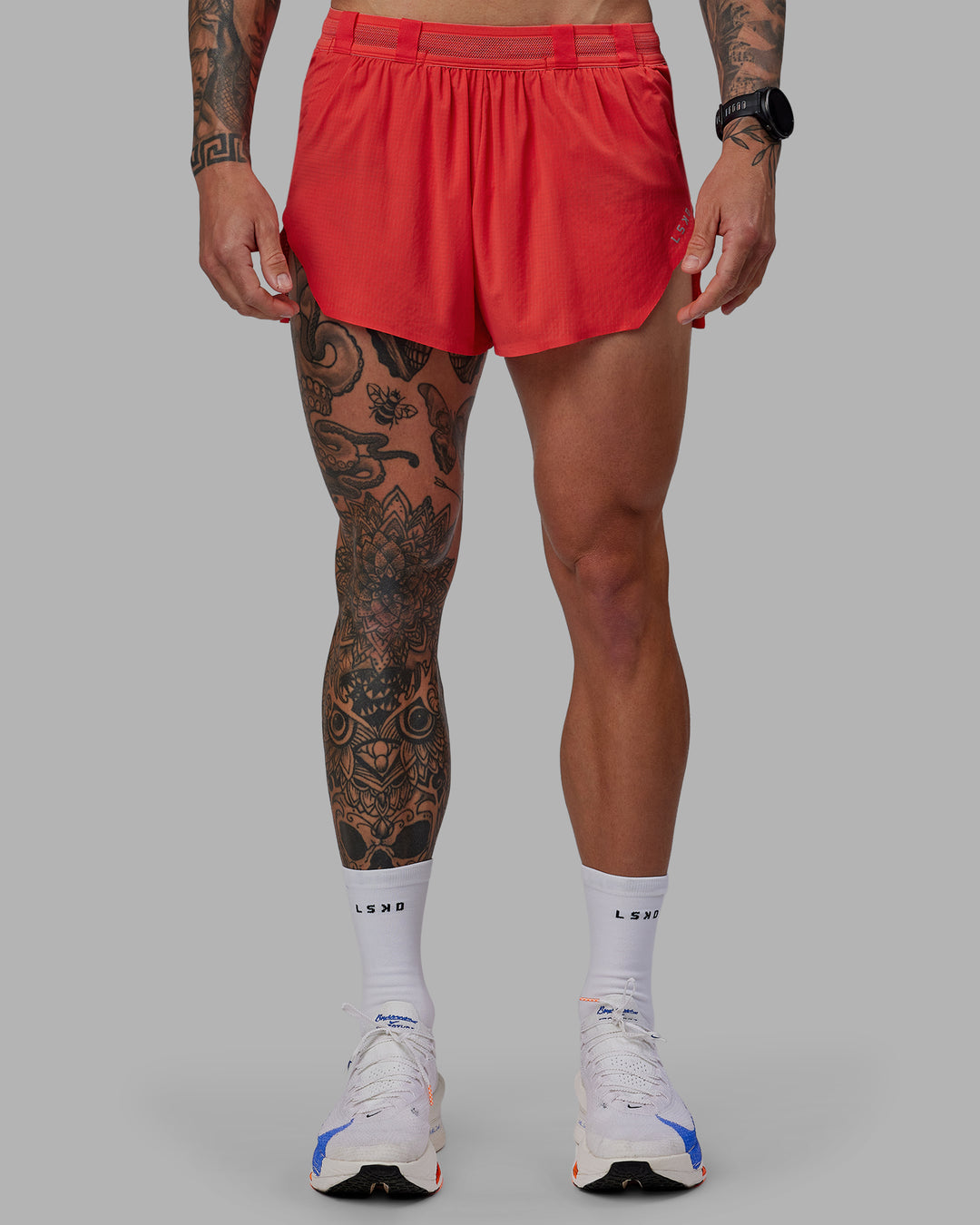 Man wearing Race Day 3&quot; Lined Running Shorts - Cayenne