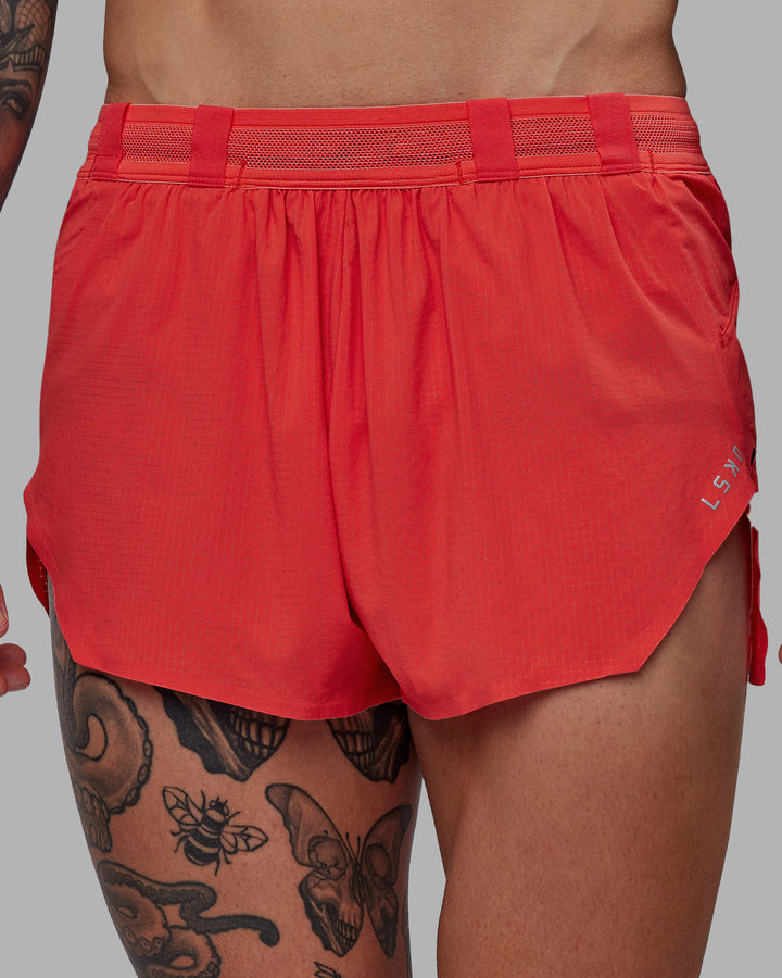 Man wearing Race Day 3&quot; Lined Running Shorts - Cayenne
