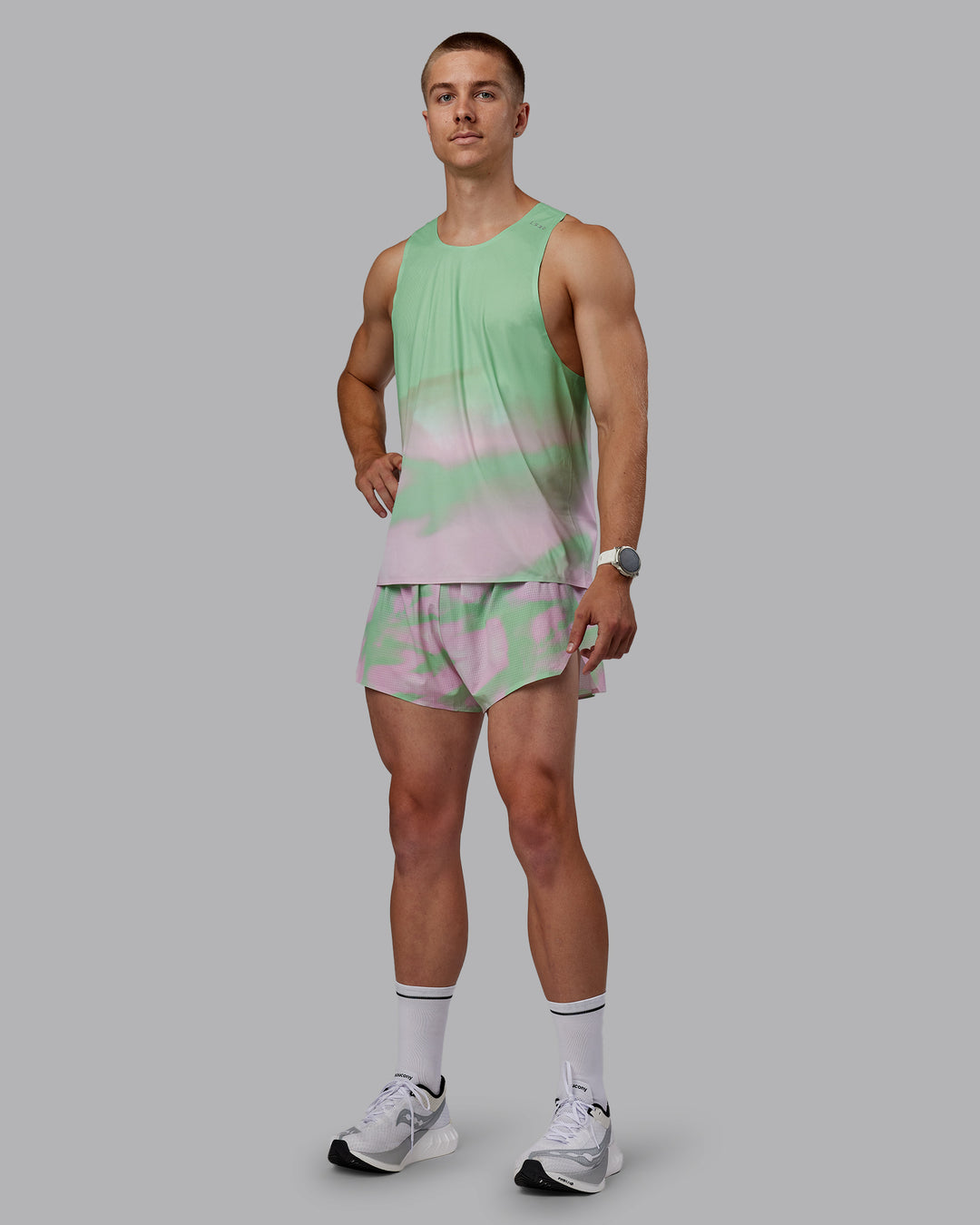 Man wearing Race Day 3&quot; Lined Running Shorts - Mystic Print