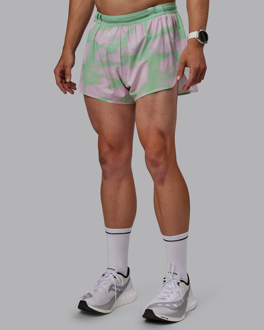 Man wearing Race Day 3&quot; Lined Running Shorts - Mystic Print