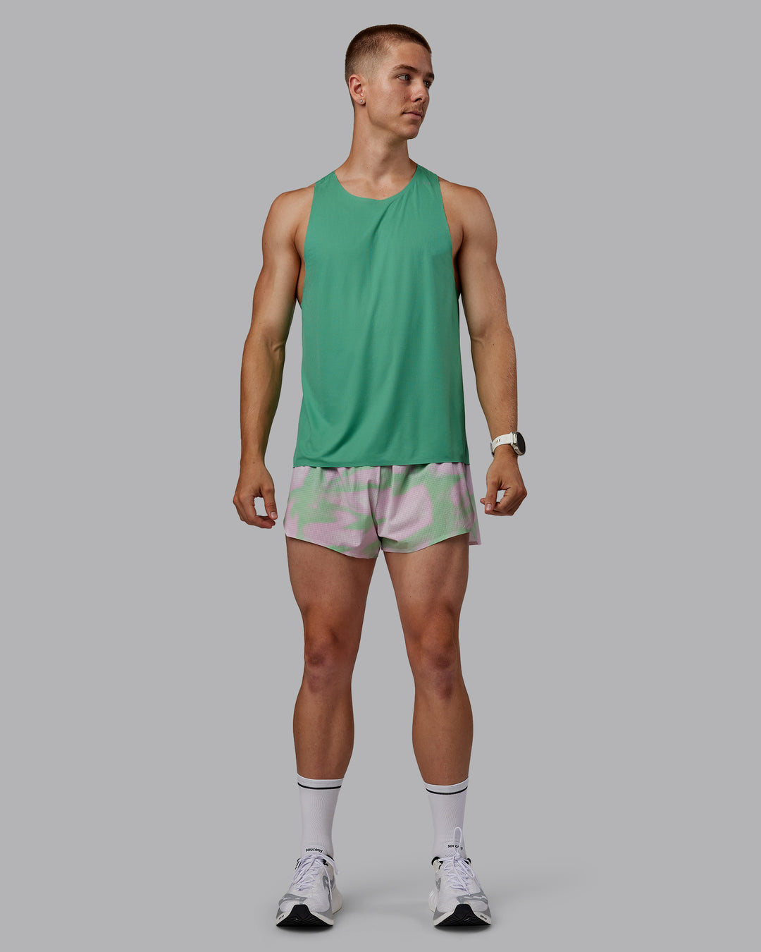 Man wearing Race Day 3&quot; Lined Running Shorts - Mystic Print