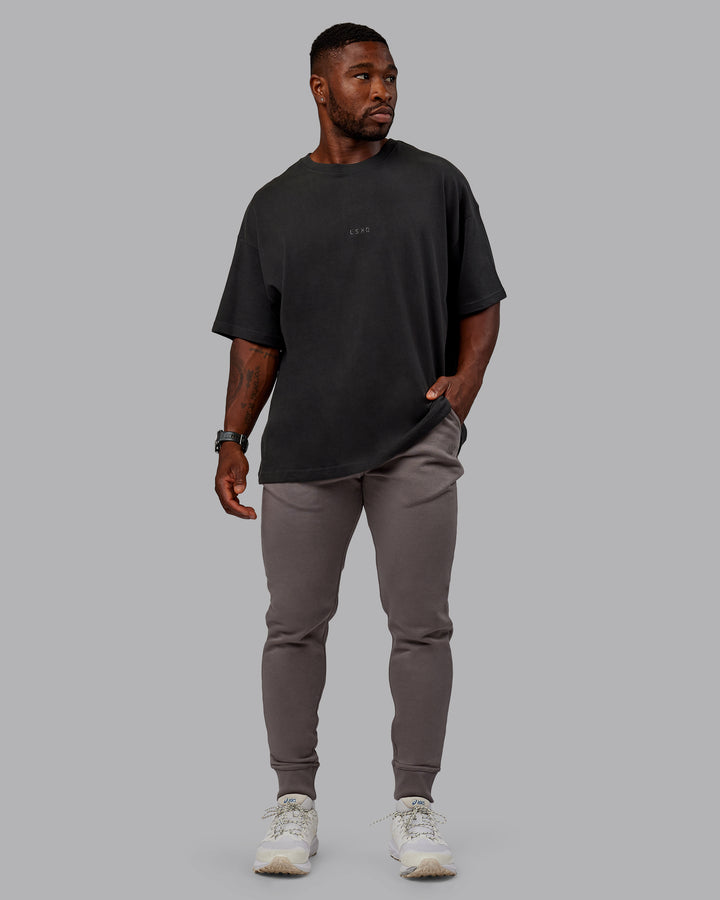 Man wearing Terry Track Pants - Storm Front
