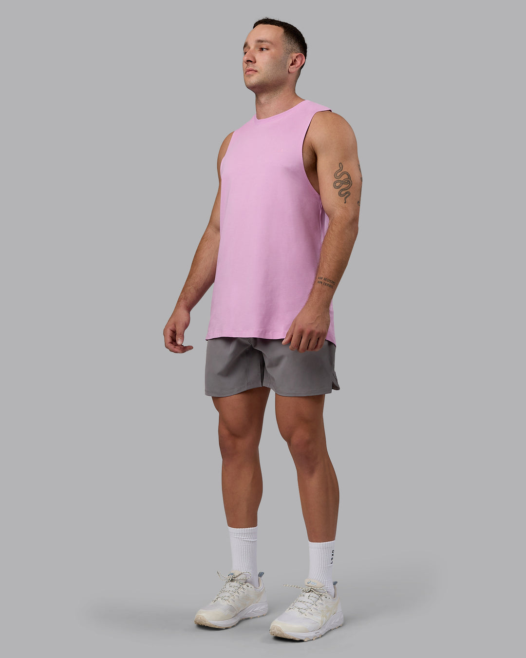 Man wearing Deluxe PimaFLX Tank - Pastel Orchid